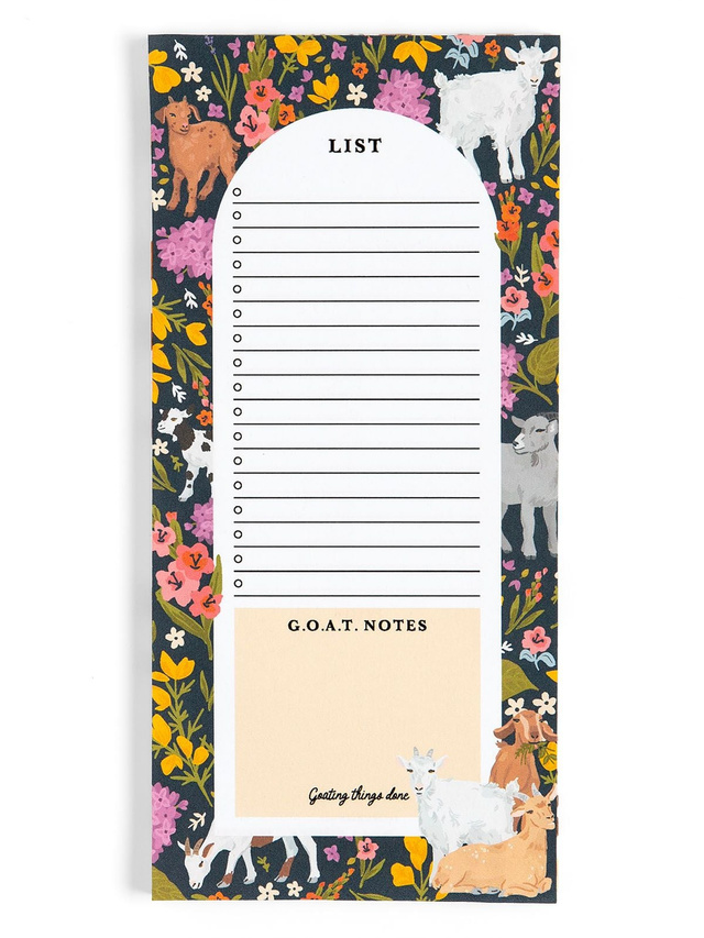 Goat Folk Floral 4×8.5 Market List Notepad, 1 of 7