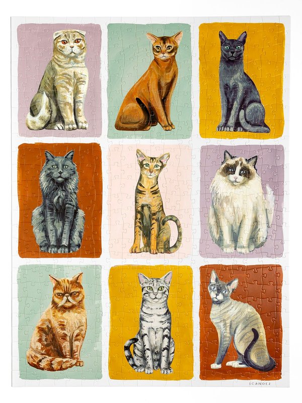 Nine Lives Feline Friends Cats Grid 500 Piece Jigsaw Puzzle, 4 of 8