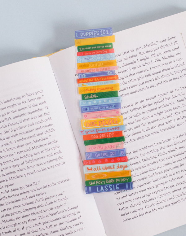Dog Book Stack Transparent Bookmark, 1 of 4
