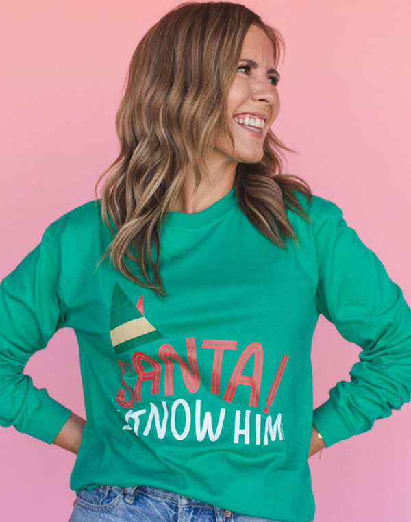 Santa! I Know Him Long-Sleeve Tee - Kelly Green, 1 of 3