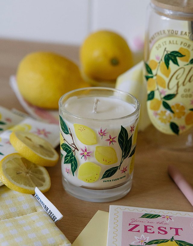 Lemon Grove Scented Soy Hand-Poured Candle, 1 of 6