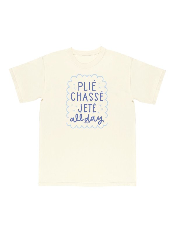 Plie Chasse Jete All Day Ballet Dance Tee - Ivory, 2 of 2