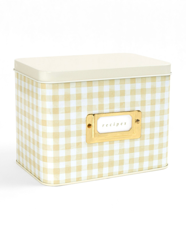 Beige Gingham Tin Recipe Box, 4 of 6