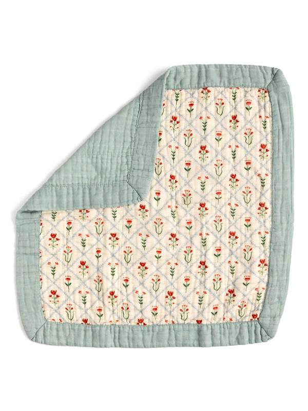 Scandinavian Folk Floral Diamond Baby Lovey Muslin Blanket, 1 of 3