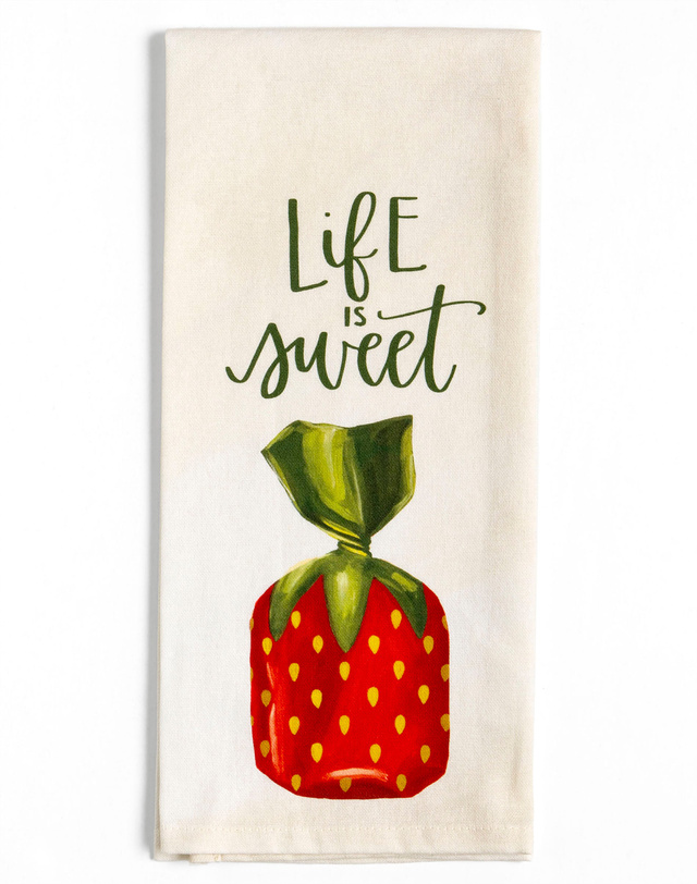Life is Sweet Strawberry Candy Kitchen Towel, 3 of 3