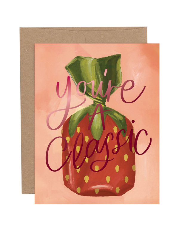 Strawberry Candy Valentine Greeting Card, 1 of 1