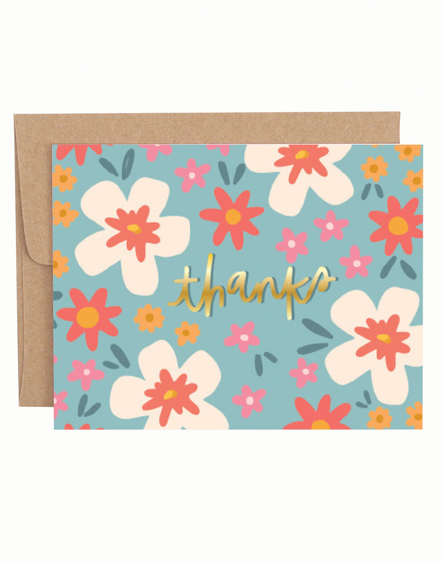 Floral Thanks Greeting Card, 1 of 1