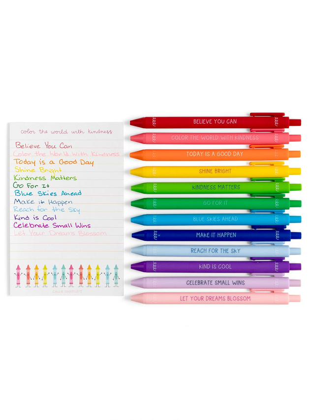 Happy Colors Crayon-Inspired Affirmations Pen Set of 12, 3 of 4