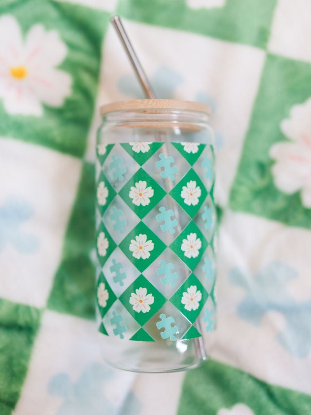 Puzzle Lover Floral Glass Can, 4 of 5