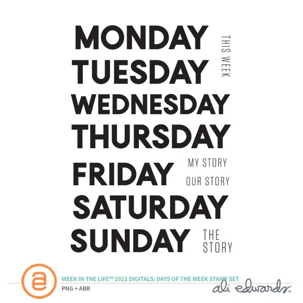 Week In The Life™ 2021 3×4 Days of the Week Digital Stamp Set (Early Bird), 1 of 1