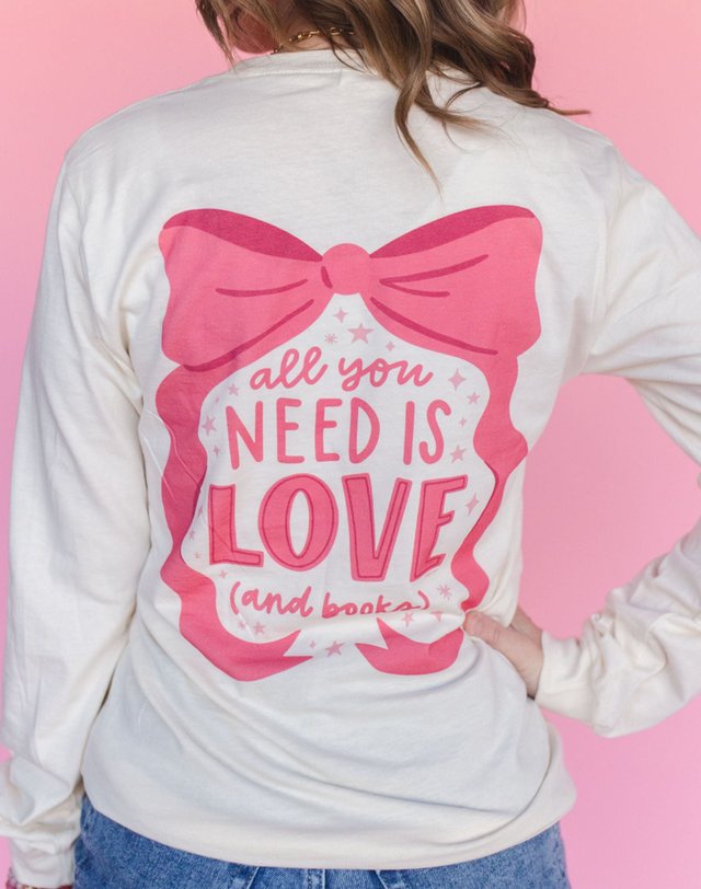 All You Need Is Love And Books Long-Sleeve Tee - Natural, 1 of 5