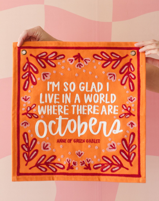 Octobers Embroidered Canvas Banner, 2 of 4