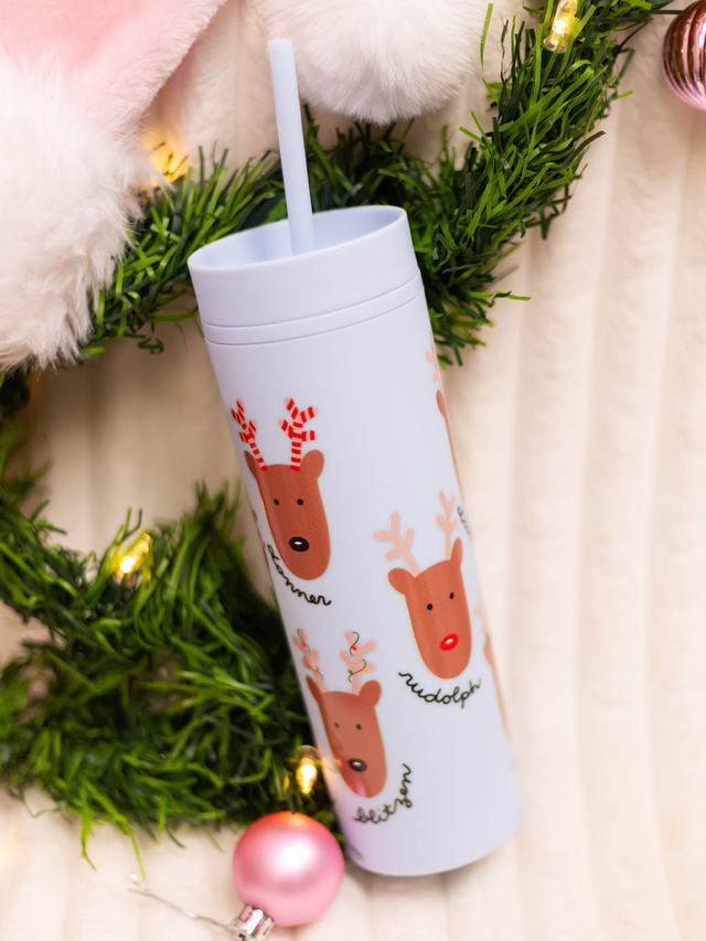 Santa's Reindeer Christmas Acrylic Skinny Tumbler, 3 of 4