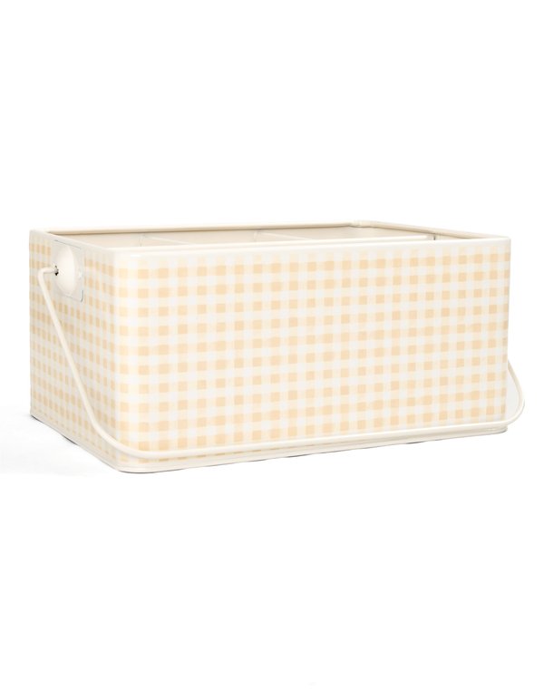 Beige Gingham Tin Utensil Caddy, 2 of 3