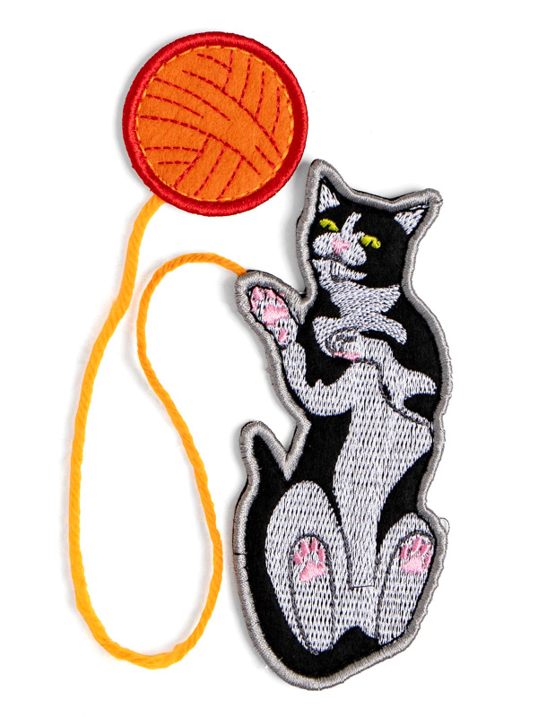 Feline Friends Cat & Yarn Embroidered Bookmark, 2 of 3
