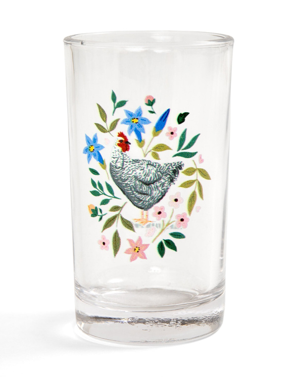 Barred Rock Chicken Folk Floral Mini Juice Glass, 1 of 3