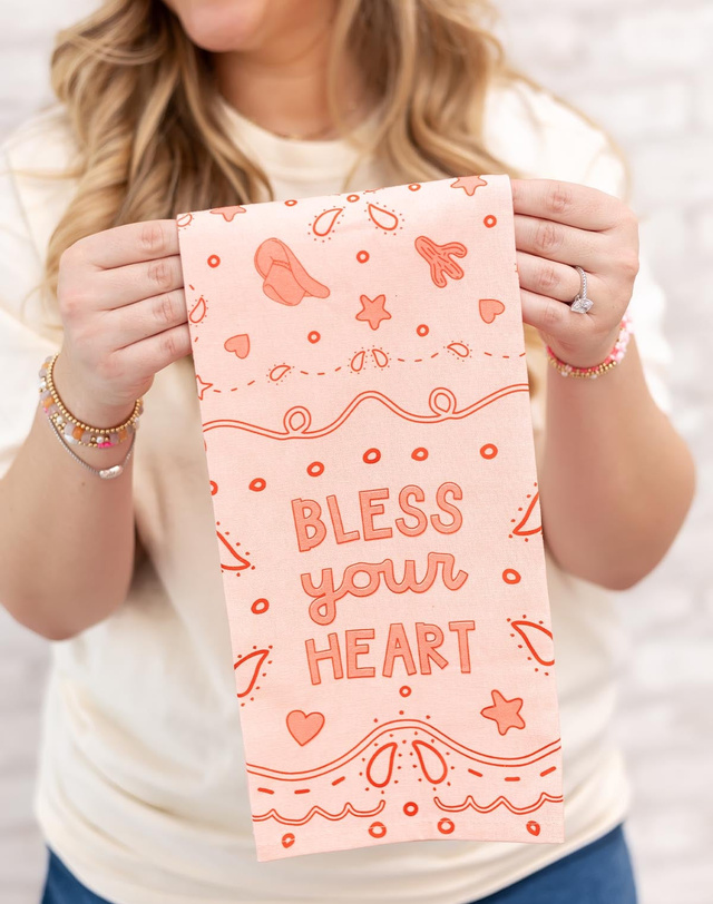 Bless Your Heart Western Tea Towel, 1 of 3