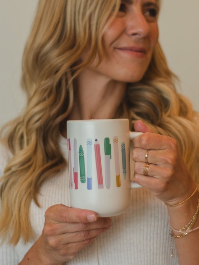 Teacher School Supplies Tall Ceramic Coffee Mug, 1 of 3
