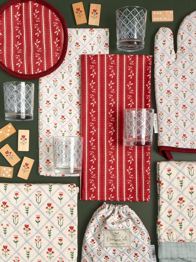 Holly Stripe Christmas Kitchen Tea Towel, 4 of 4