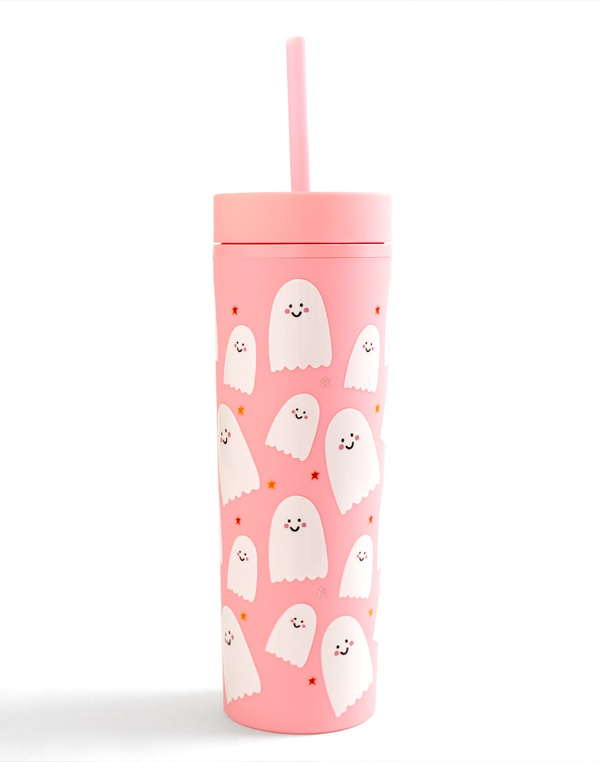 Halloween Ghosts 16oz Skinny Acrylic Tumbler - Pink, 2 of 2
