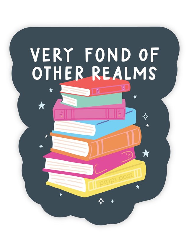 Very Fond of Other Realms Romantasy Book Stack Decal Sticker, 1 of 1