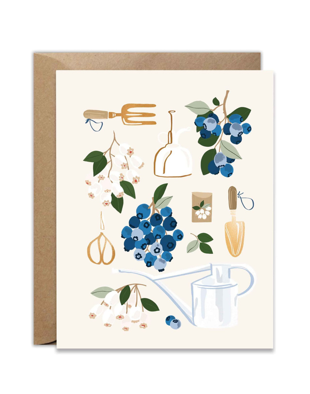 Blueberry Garden Blank Greeting Card, 1 of 1