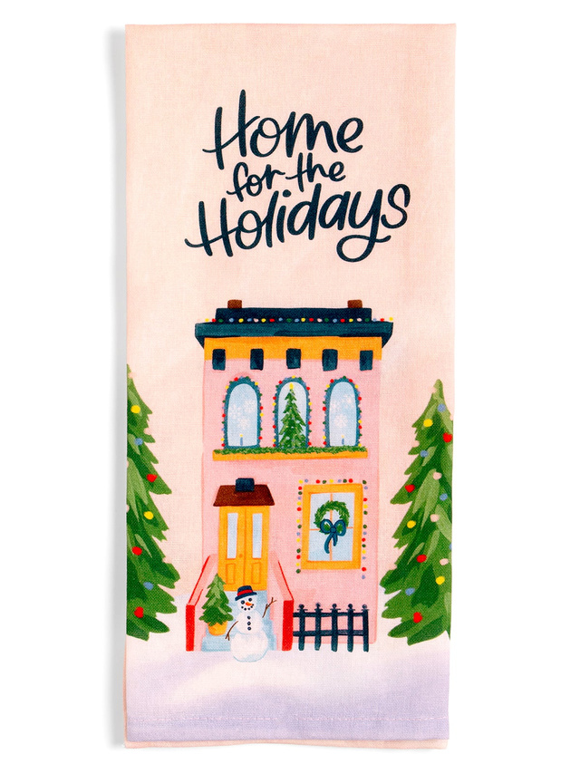 Home for the Holidays Christmas Village Kitchen Tea Towel, 3 of 5