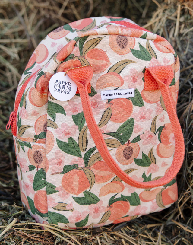 Peach Blossom Reusable Canvas Lunch Tote Bag, 4 of 8