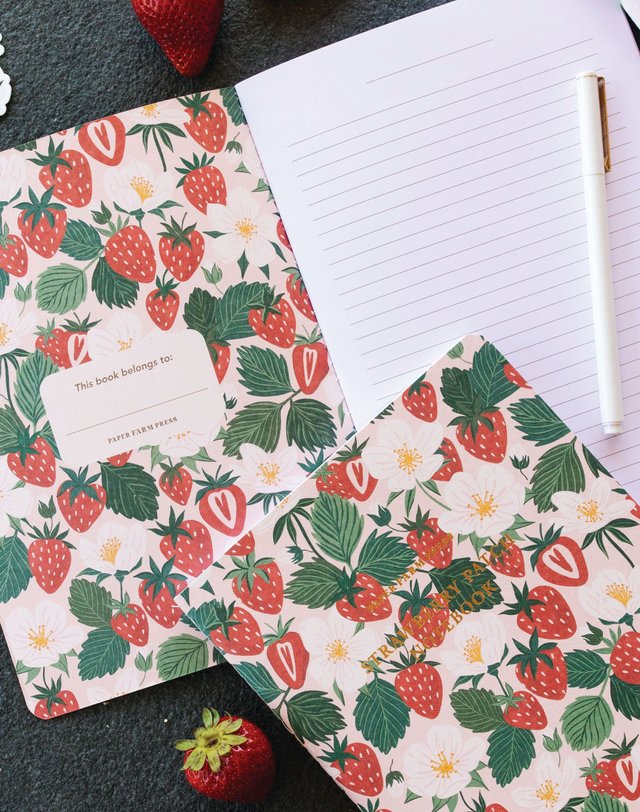 Live Life In Full Bloom Strawberry Patch Stitched Notebook, 2 of 3