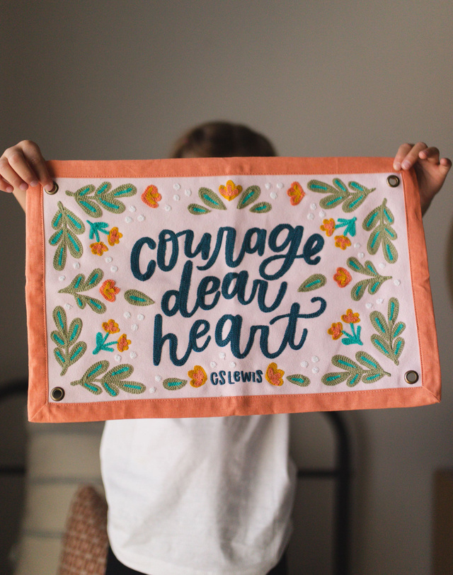 Courage Dear Heart Embroidered Canvas Banner, 2 of 7