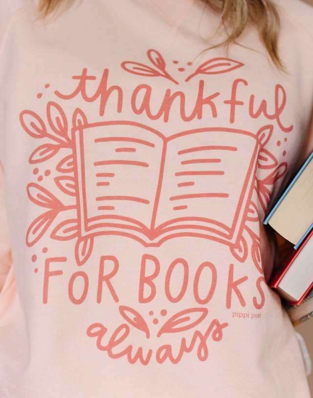 Thankful for Books Sweatshirt - Peach, 2 of 3