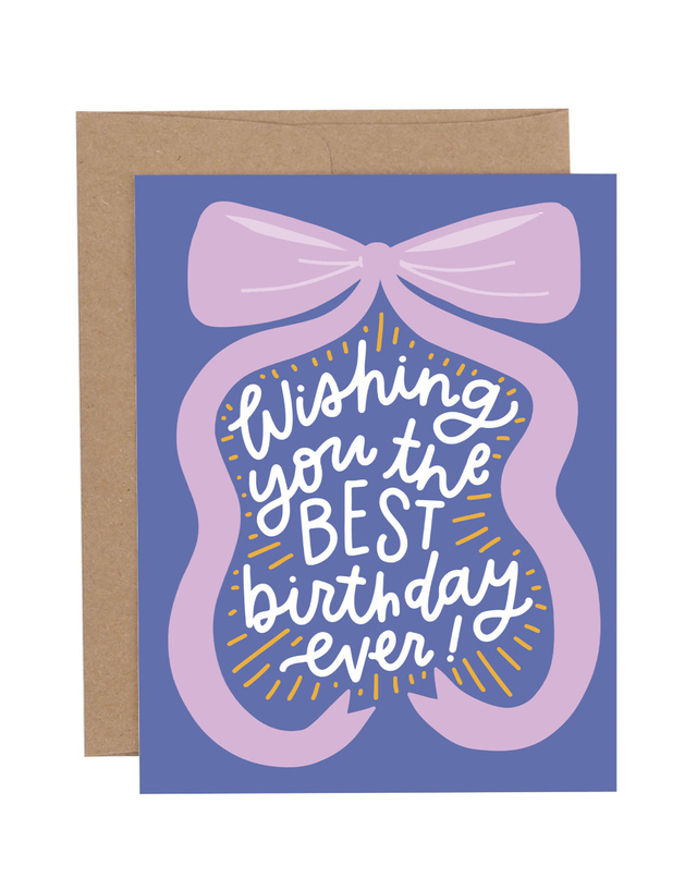 Wishing You The Best Birthday Ever Bow Greeting Card, 1 of 1