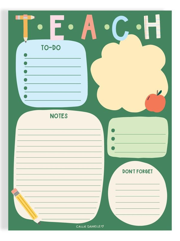 Teach School-Themed Daily Planner 6×8 To Do Notepad, 1 of 3