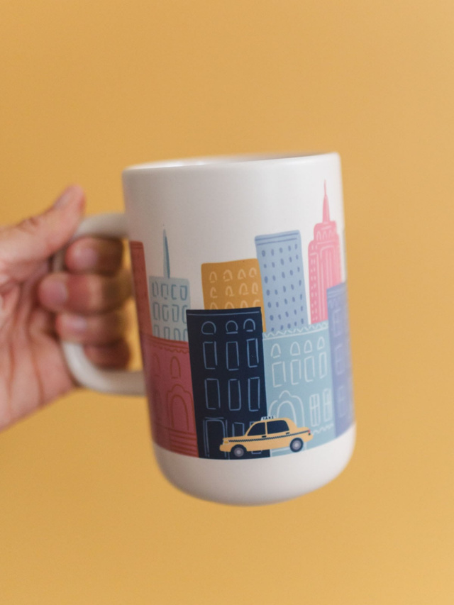 City Skyline & Taxi Cab Tall Ceramic Coffee Mug, 2 of 5