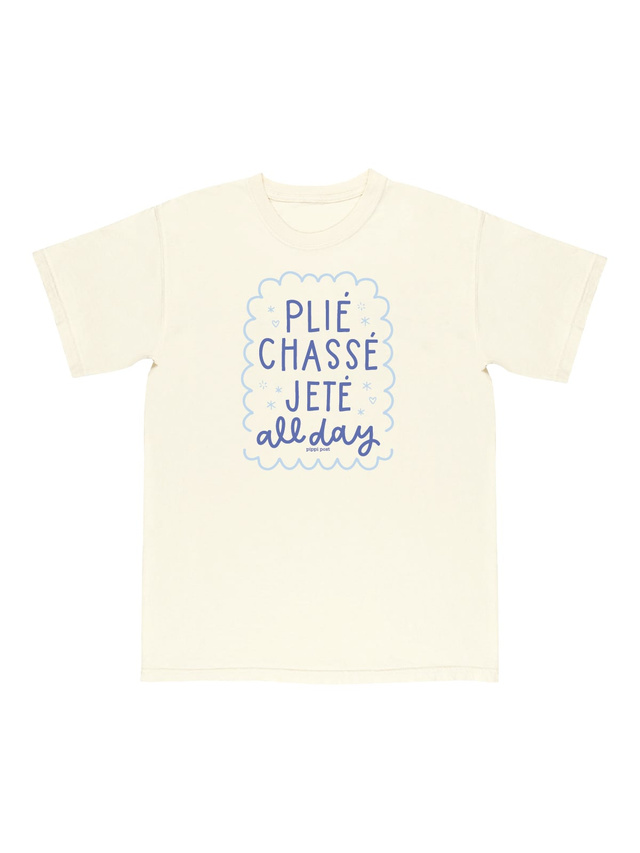 Plie Chasse Jete All Day Ballet Dance Tee - Ivory, 2 of 2