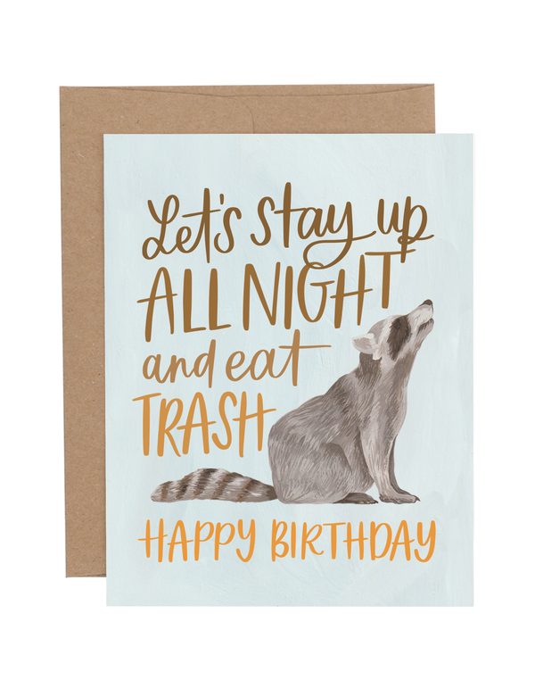 Birthday Raccoon Greeting Card, 1 of 1