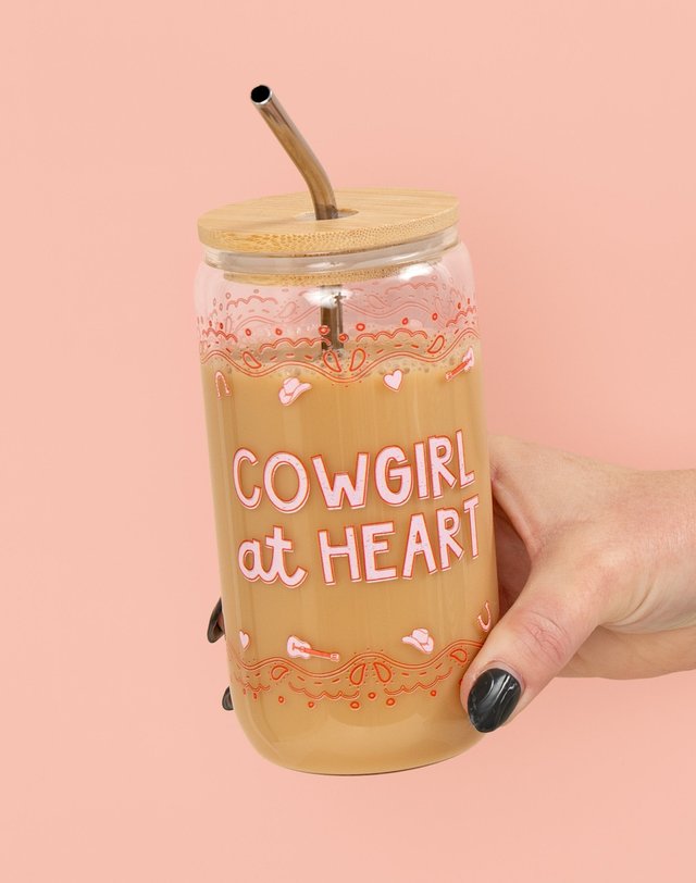 Cowgirl At Heart Western Glass Can, 1 of 2