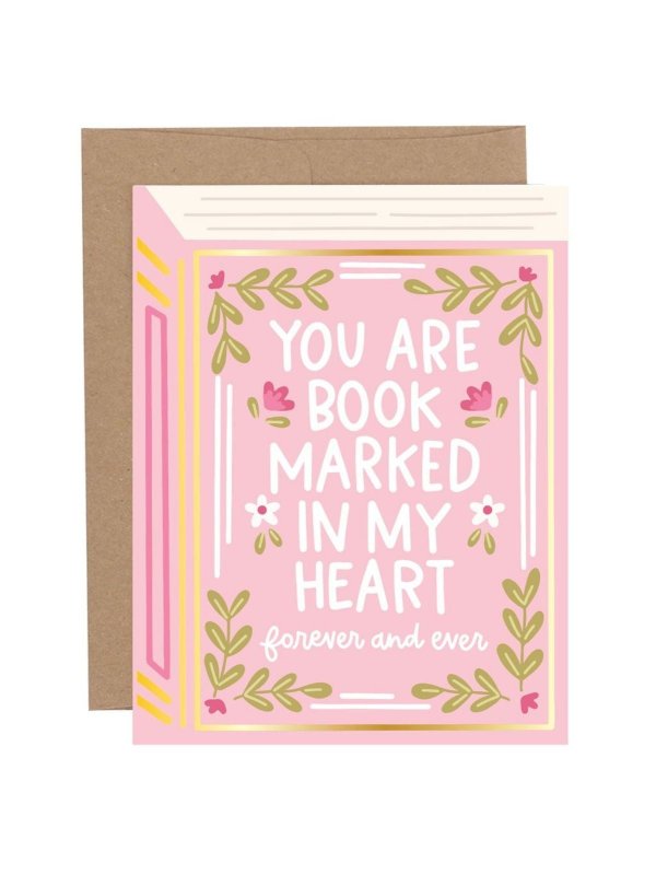 You Are Book Marked In My Heart Love Greeting Card, 1 of 1