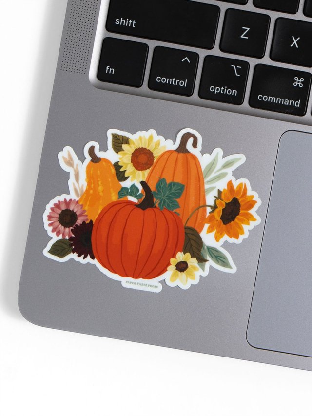 Pumpkin Floral Fall Decal Sticker, 2 of 4