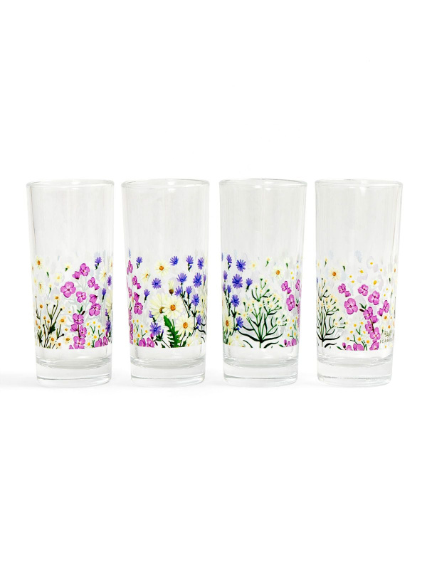 Vintage Blooms Brier Rose Tall Juice Glass Set, 4 of 4