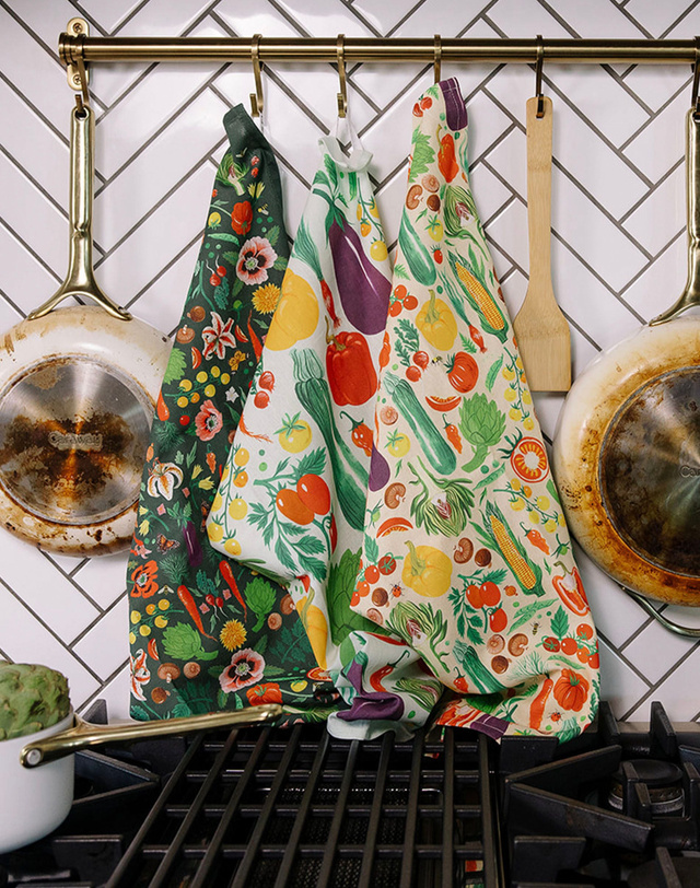 Veggies Folk Floral Tea Towel, 8 of 8