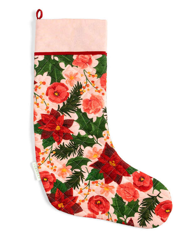 Yuletide Blooms Poinsettia Christmas Stocking, 2 of 3