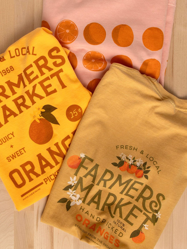 Orange Orchard Farmers Market Tee - Mustard, 3 of 5