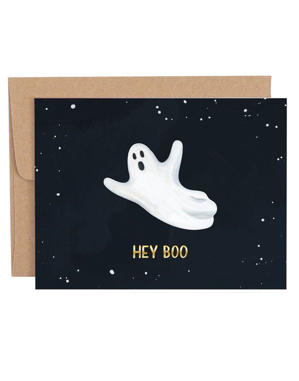 Hey Boo Ghost Halloween Greeting Card, 1 of 1