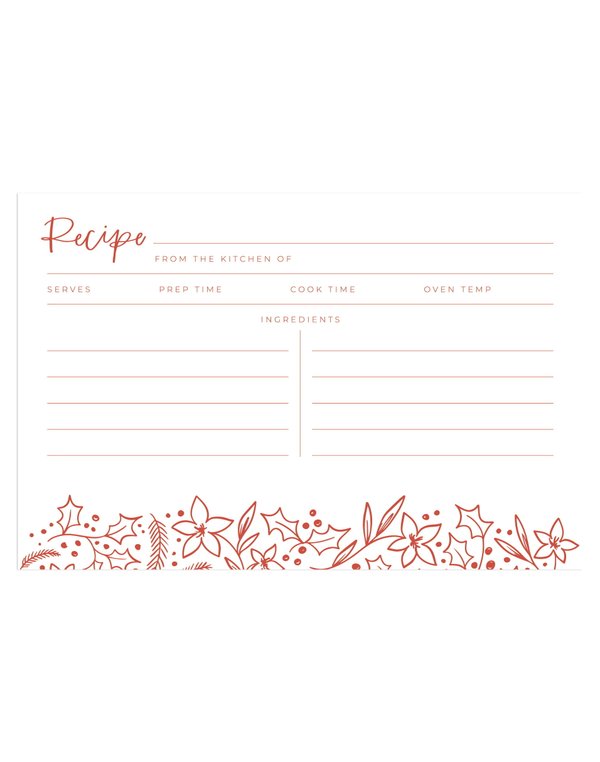 Holiday Floral Recipe Cards - Set of 50, 1 of 3