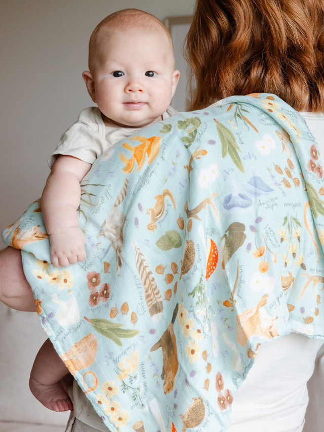 Flora & Fauna Baby Burp Cloths – Muslin Set of 2, 1 of 5