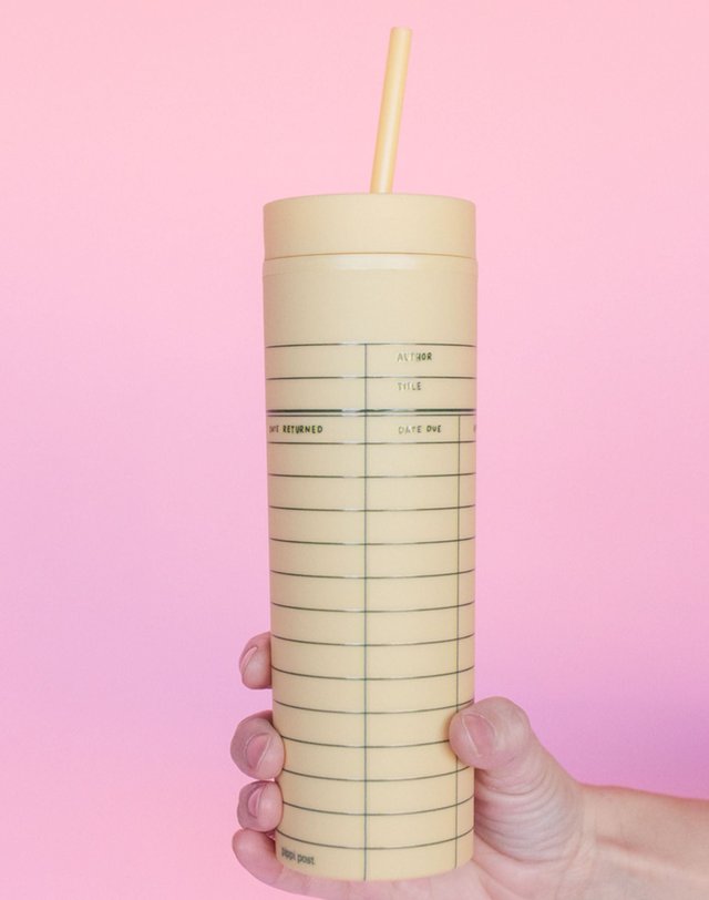 Library Card 16oz Skinny Acrylic Tumbler - Yellow, 1 of 3