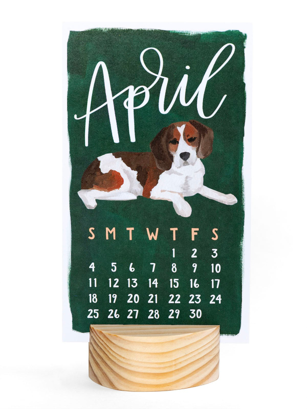 Furry Friends Dogs 2027 Mini Desk Calendar + Wooden Block, 2 of 7