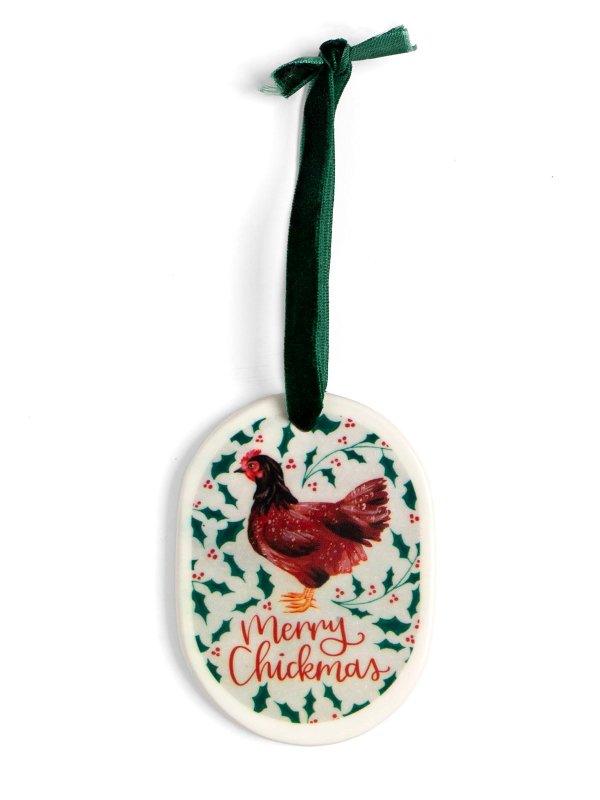 Merry Chickmas Chicken Christmas Ornament, 2 of 2