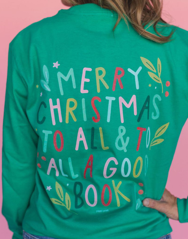 To All A Good Book Long-Sleeve Tee - Kelly Green, 1 of 4